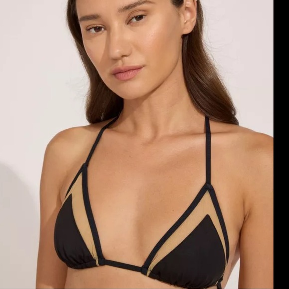 NWT Solid and Striped Iris mesh black bikini top - Picture 2 of 2